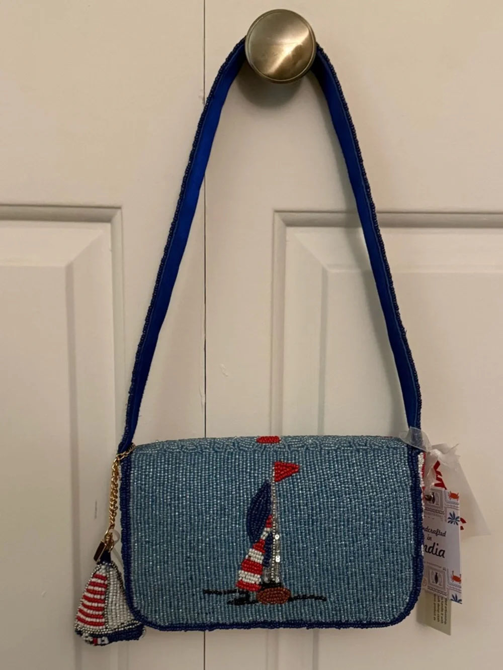 New Release India Beaded Bag Sailboats with Sailboat Bag Charm - Picture 4 of 11